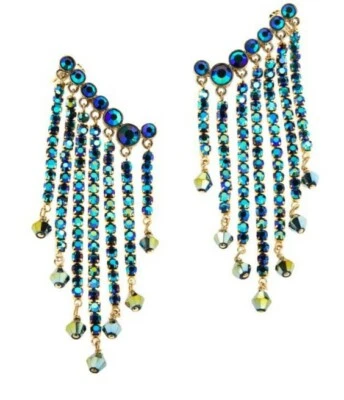 Heidi Daus "Icing Fringe" Tassel Earring-Aurora Borealis Multi Color-Pierced-NWT - Image 1 of 3