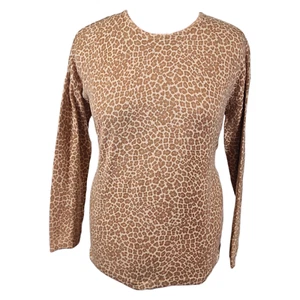 J. JILL Animal Print Pullover Shirt Creme Hellbraun Braun SMALL - Bild 1 von 6