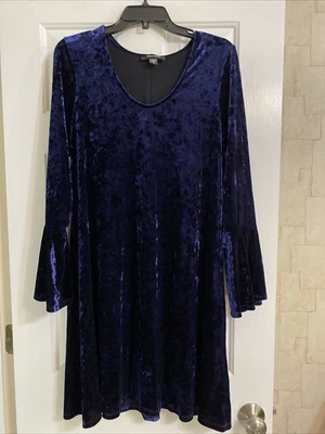 Vestido Karen Kane Terciopelo Mujer XL Azul Manga Campana Azul Marino Foto 1 de 4