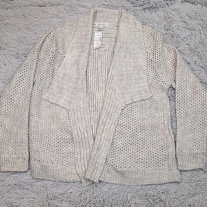 Dressbarn Sweater Womens 2X Gray Cardigan Wool Blend Open Front Crochet New - Picture 1 of 10