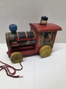 Juguete de madera Fisher Price CHUGGY POP-UP #616 de colección motor de tren - Imagen 1 de 13