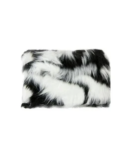 W7 Small Furry Cosmetic Make Up Bag - Black & White - Picture 1 of 5