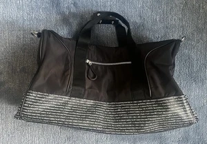 ZARA MAN Black Weekender Duffel Bag w/ Code Print Large Gym Travel Tote (read) - Picture 1 of 14