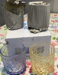 Neu in OVP &K Amsterdam, 4er Set Trinkgläser aus Glaskasten, blau & gelb 0,3 Ltr - Bild 1 von 6
