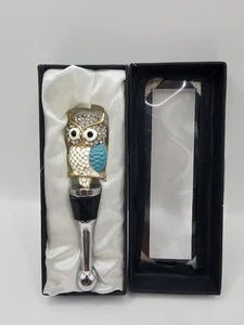 Wine Bottle Stopper NEW Metal Enamel with Rhine Stones Very Cool! - Picture 1 of 4