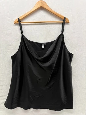 Women's Plus Size 3x Ava & Viv Black Satin Tunic Tank Cowl Neck - Image 1 of 4