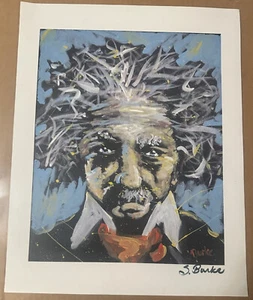 Albert Einstein Portrait Artwork Artist Signed S. Burke 11"x14" - Picture 1 of 1