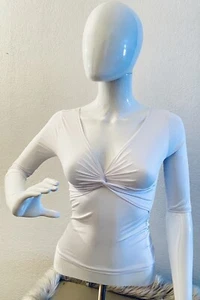 Charlotte Russe Top Chic Sexy White Fitted Surplice Top FINAL SALE - Picture 1 of 5