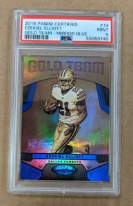 2016 PANINI CERTIFIED #14 GOLD TEAM MIRROR BLUE EZEKIEL ELLIOTT PSA 9 MINT POP 1