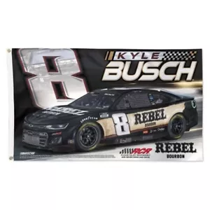 KYLE BUSCH #8 REBEL BOURBON 3'X5' DELUXE FLAG NEW WINCRAFT - Picture 1 of 1