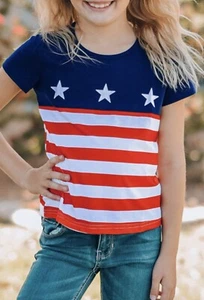 Girls American Flag Independence Day 4th Of July Top Size XL (10/11) - Picture 1 of 9