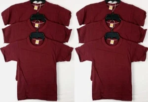 VINTAGE Russell Athletic Boys S Maroon 100% Cotton T-Shirts - Lot of 6 - Picture 1 of 7