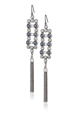 Lucky Brand ~ Silver-Tone Imitation Pearl, Bead & Chain Tassel Earrings ~ NWT - Image 1 of 2