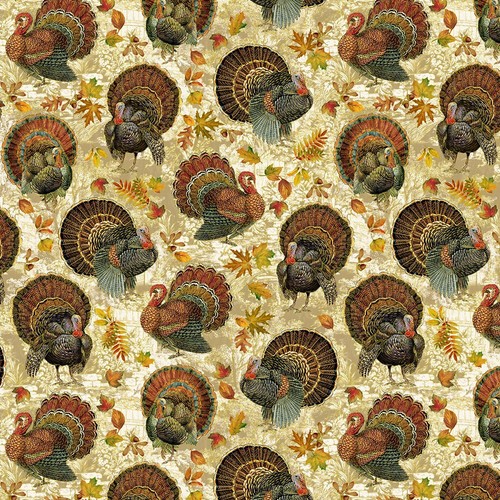 Harvest Thanksgiving Turkeys Premium Quality 100% Cotton Fabric by 1/2 ...
