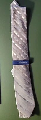 Corbata Croft & Barrow 100 % seda gris topo rayas diagonales Foto 1 de 2