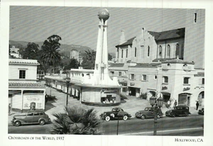 *Hollywood CA Postcard-"Crossroads of The World. 1937"  *{C12}- - Picture 1 of 2