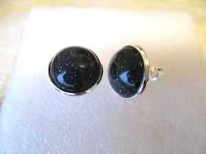 NATURAL STONE SPARKLE BLUE SAND STUD EARRINGS 12MM - Picture 1 of 3