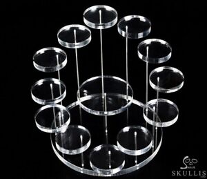 Floating 13 Crystal Skulls White Acrylic Display Stand for 1.5"-2.5" Skull