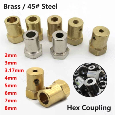 2mm-8mm 45# Steel/Brass Hex Motor Shaft Coupling Joint Coupler For RC Model DIY - Image 1 of 4