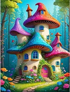 Mushroom Diamond Painting Kits for Adults-Housediamond Art Kits for Adults,Lands - Picture 1 of 3