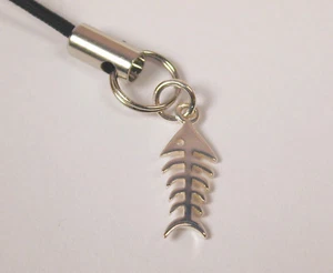 Sterling Silver Fish Bones Charm  Free U.S. Shipping & Zipper Pull - Picture 1 of 3