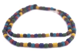 Perline di vetro Java multicolore 4-6 mm cilindro indonesiano foro grande 24 pollici filo - Foto 1 di 3