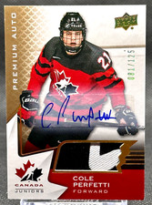 2020 Upper Deck Team Canada Cole Perfetti Patch Auto #1 Hlinka Autos /125 JETS