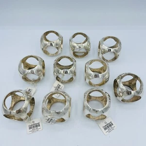 Vintage silver plate Cube Chunky napkin rings 10 from Crate & Barrel in EUC - Picture 1 of 4