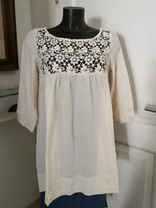 Tunic Dress Monoprix Autre Ton Ecru Detail Hanger Size 40 Fr Very Good Condition - Picture 1 of 6