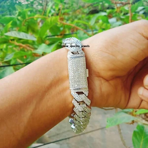 8.00 CT Round Anniversary Men's Cuban Link Bracelet 925 Solid Sterling Silver. - Picture 1 of 9