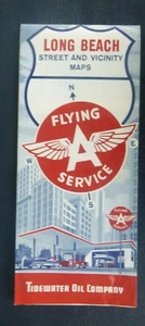 1961 Long Beach southern LA road street map Flying A oil gas California - Picture 1 of 4