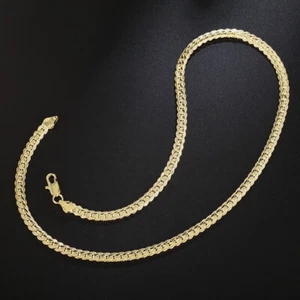 5MM 18-24 inch 18K Gold Plated Flat Curb Chain Necklace Men's Women's Jewelry - Picture 1 of 6