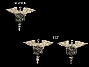 MEDICAL SERVICE CORPS MS COLLAR INSIGNIA LAPEL COLLAR PIN SINGEL OR SET US ARMY - Picture 1 of 16