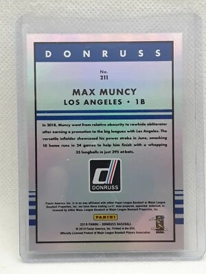Max Muncy 2019 Donruss Baseball - SILVER BACK (70/99) - Los Angeles Dodgers - Image 1 of 2