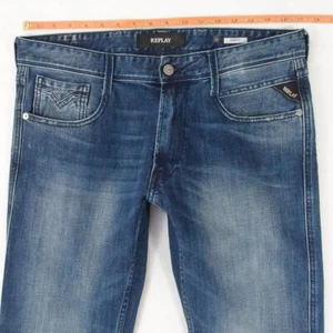 Mens Replay M914 ANBASS Stretch Slim Tapered Blue Jeans W33 W32 L34 - Picture 1 of 7