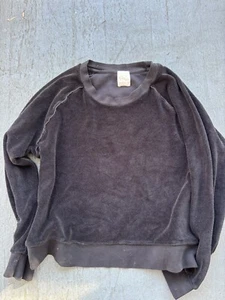 Girl’s Suzie Kondi Crew Top Sweatshirt In Velour Black, Size 12 - Picture 1 of 4