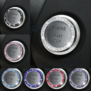 Push to Start Button Cover Car Accessories for Women Bling Ring Emblem Sticker - Foto 1 di 27