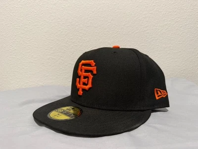  旧金山巨人队 New Era 59Fifty 经典黑色/橙色合身帽子 7 3/4 码 — 第 1/3 张图片