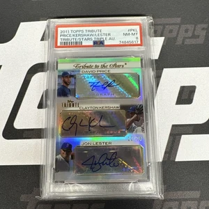 2011 Topps Tribute to the Stars Triple Auto #12/24 Clayton Kershaw Price Lester - Picture 1 of 5