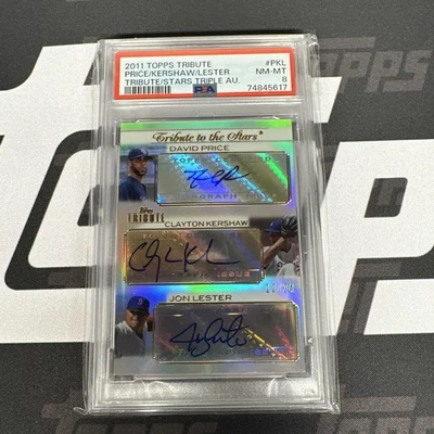 2011 Topps Tribute to the Stars Triple Auto #12/24 Clayton Kershaw Price Lester - Image 1 of 4