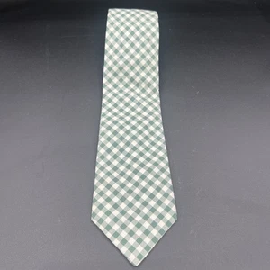 Tommy Hilfiger Men's Tie Green and White Gingham Geometric FREE SHIPPING - Picture 1 of 3