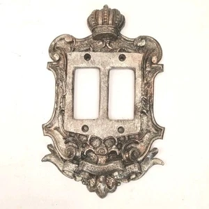 Double Rocker Light Switch Cover Wall Plate Royalty Crown Ornate Scroll Work - Picture 1 of 10