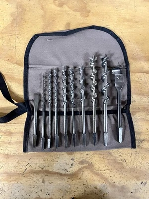 ¡Juego de brocas Stanley de colección de 9 piezas brocas de barrena para soporte y rollo de almacenamiento de herramientas! Foto 1 de 4