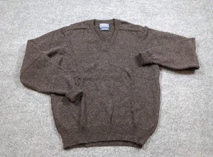 Vintage Pendleton Sweater Mens Large Brown Lambswool Long Sleeve V-Neck Business - Picture 1 of 7