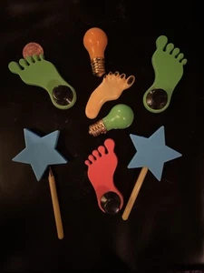 Vintage Refrigerator Magnets Lot 8 Foot Lightbulbs Stars - Picture 1 of 10