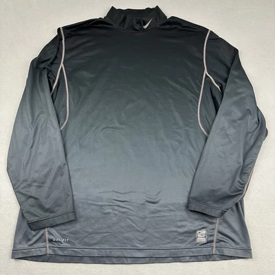 Nike Pro Combat Shirt Men 2XL Gray Ombre Fitted Dri-Fit Training Mock Pullover - Image 1 of 4