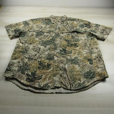 Game Guard Shirt Mens Medium Brown Green Camo Vented Hunting Button Up Tech - Image 1 of 4