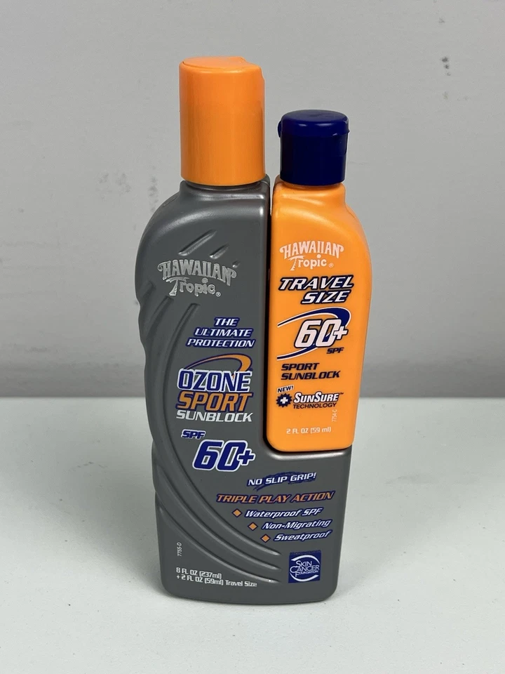 Hawaiian Tropic Ozone Sport Sunblock SPF 60+ Waterproof 8 Oz And 2 Oz Travel - Image 1 of 3