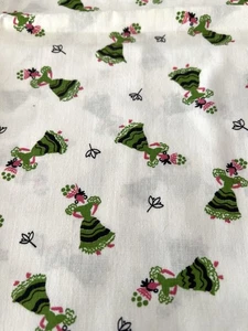 Vintage Carmen Miranda Design Nähstoff Frau im Kleid mit Obstkorb - Bild 1 von 6