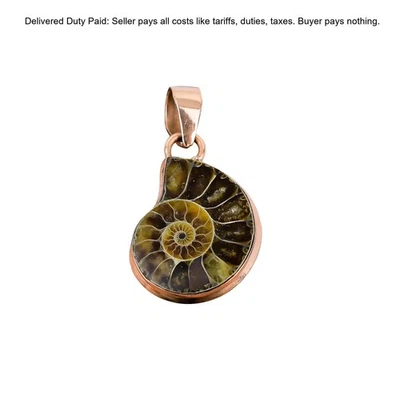Venta Día de Acción de Gracias Cobre Pera Amonita Fósil Piedras Preciosas Esposa Colgante Joyería Foto 1 de 4